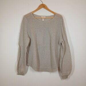 Sundance Womens XL Oatmeal Beige Mohair Wool Blend Scoop Neck Pullover Sweater